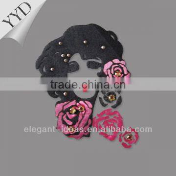 2017 Rose lady t shirt transfer motif designs on garment