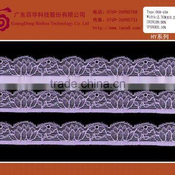 Lotus tricot embroidered purple characteristic lace fabric trim for dress, blouse, cardigan