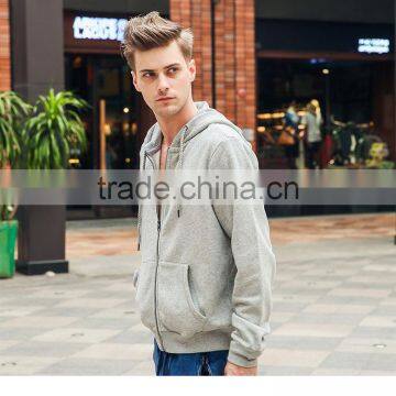 Men pure color full zip fleece hoodie wholesale in jiangxi youth thin zipper hooded jacket