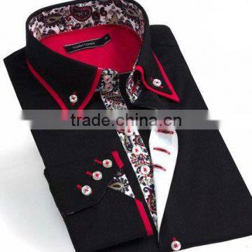 Mens Italian Slim Fit Shirt Contrast Collar Fashion Dress Shirts photo-4