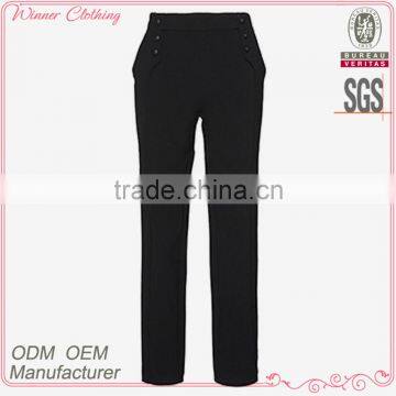 Wool solid black color 2014 ladies' fashion high quality manufacturer chino pants