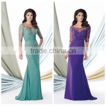 2014 fancy costume chiffon lace mature women sexy night dress