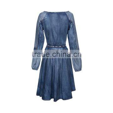 Maxnegio Cute Vintage Style Denim Knee-lenth Slim Dress photo-4