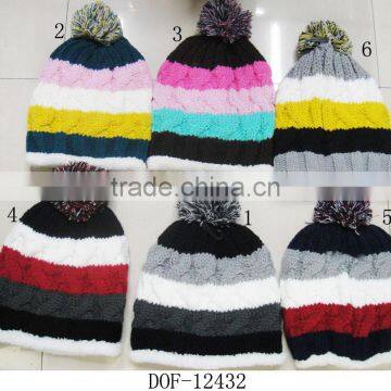Fashion Most Popular 100%acrylic Crochet Knitted Stripe Hot Cap for Winter in Stock Now! photo-3
