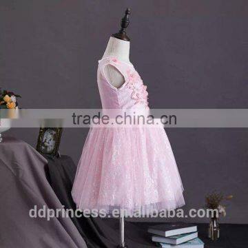 Summer Floral Dress Girls Pink Dressing Gown Fashion Puffy Children Clothes Dress photo-3