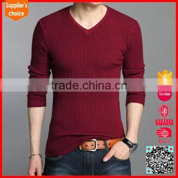 Latest Style 100% Cotton Mens Popular Sweaters v Neck Ribbed Sweater photo-4