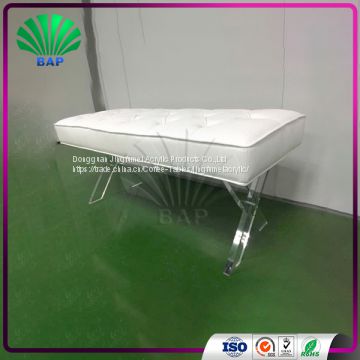 Eco-Friendly Milk White Bench Cushion X-Shape Bench Leg Acrylic Bench