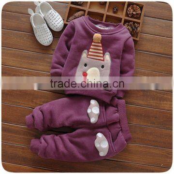 Children Flannel Suits 2016 New Children Winter Leisure Sport Cartoon Down Cashmere Two Piece Sets photo-2