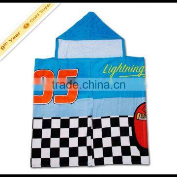 Fast delivery reactive printed 100 cotton velour kids beach towel poncho
