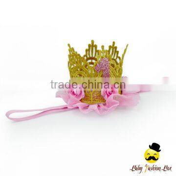 Wholesale Remake Props Knitting Golden Tiara Thin Elastic For Baby Girl Princess Crown Headband Accessories photo-5