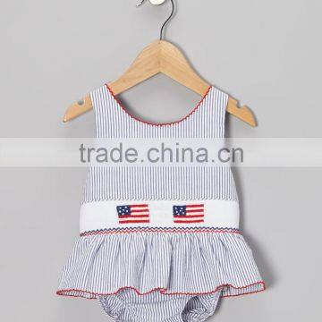 Wholesale 4th of July smocked 1pc swimsuit for baby girls Summer 2015