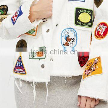 New Trendy Girl Gang Hand-sewn Vintage Patches Cotton Bomber Jacket photo-5