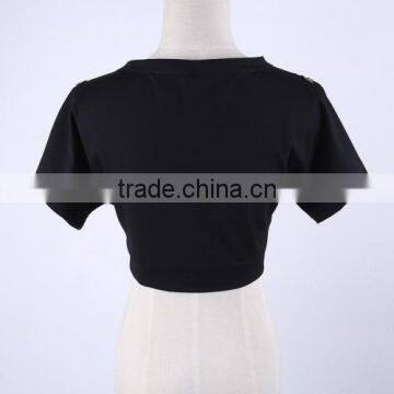 2017 Latest Fashion Top Design Crop Top Short Sleeve Nightclub Top photo-2
