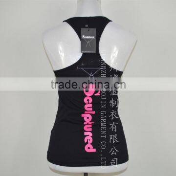Fashion Design 2015 Cotton Black Color Tanktop Sportwear for Women photo-3