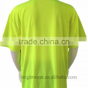 ANSI 100% Polyester Short Sleeve Reflective Birdeye Mesh Silk Screen Printing Security T-shirt