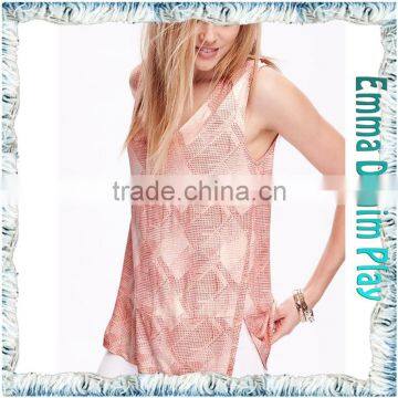 2016 New Model Special Knit Design Womens Plaid Sleeveless Tank T-Shirts photo-2