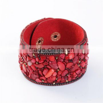 Velvet Faux Suede Punk Bangles Bracelets Red Bracelet Woman