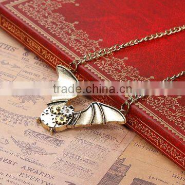 New Fashion Steampunk Necklace Halloween Bat Link Curb Chain Antique Bronze With Gear 63.0cm Long photo-2