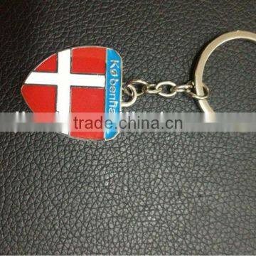 New design Danmark flag cabj shield shape metal keychain