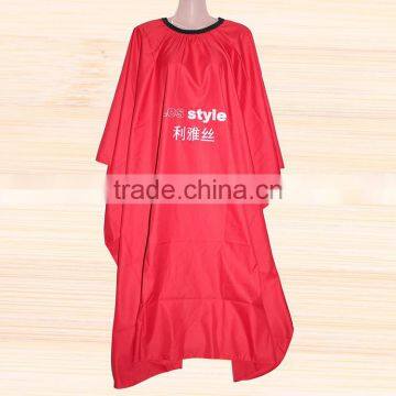 red long hairdressing apron cape printed customized logo promotional hair coloring hairdressing salon hair cutting cape