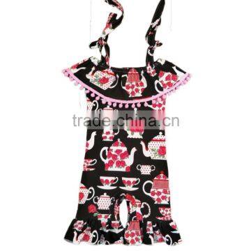 Summer Newborn Baby Clothes Gallus Style With Pom Pom Romper Bulk Wholesale Kids Clothing photo-2