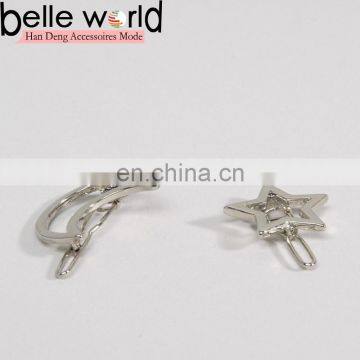 2016 New Design Pack of 2 Silver Zinc Moon Star Hair Clips photo-2