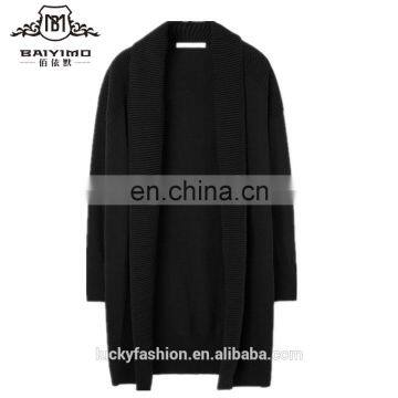 2016 Baiyimo striped texture women long black cardigan sweater