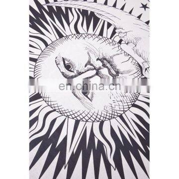 Double Bed Sun Balck and White Indian Mandala Tapestry Beach Spread From Jaipur India photo-2