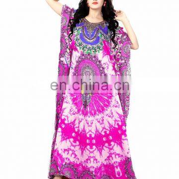 Fabulous Multi Color Satin Silk Digital Printed Long Kaftan (kaftans 2017)
