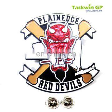 high quality enamel baseball metal badge/Custom pin badge with skull logo