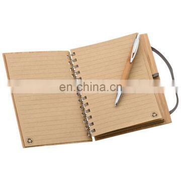 New Eco-friendly Natural Genuine Bamboo Spiral 70sheets Notebook Orgnizer Set With Bamboo Ball Pen and Ruler photo-2