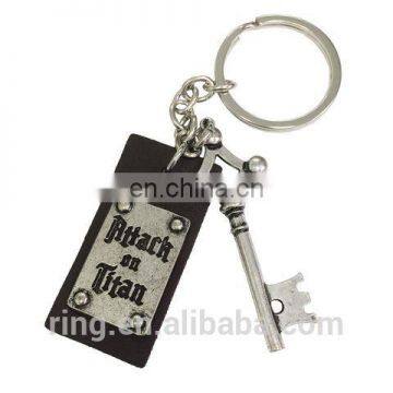 Attack On Titan Metal Key Pendant Keychain Dog Tag Charms Silver Plated Alloy Jewelry