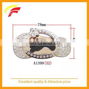 zinc alloy shoe shaped rhinestone clamp belt buckle