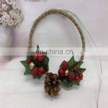 Christmas Pinecone/Cotton And Berry Wreath Copper Wire String Light