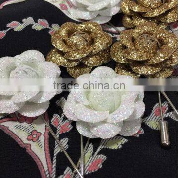 Gold Sliver Rose Boutonniere Brooch Corsage Tuxedo Wedding Prom Party Lapel Pin photo-2