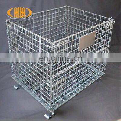 Hot sale China supplier mesh box wire cage metal bin storage container/welded wire mesh container/stainless steel containers