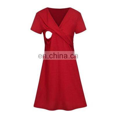 Maternity Silk Dresses Women Fashion Pregnancy Clothe Maxi Dress Woman Nursing Lactation Dress Maternity Lactation Clothe Women