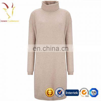 Beautiful Fashion Turtleneck Long Cashmere Sweater Dress photo-4