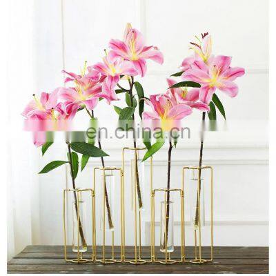 Creative Flowers Mini Water Plant Pot Indoor Flower Hydroponic Container Vase Foldable Metal Iron Flower Pot Stand Planter