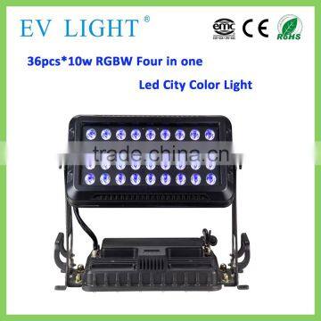 High efficiency IP65 waterproof 36pcs*10w rgbwa-uv 6 in 1 led city color wash light