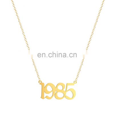 Wholesale Stainless Steel Jewelry, Best Birthday Gifts Necklace Number Pendant Birth Year Necklace/