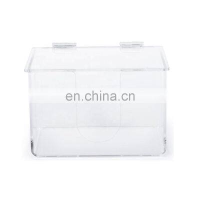 Desktop Acrylic Mask Storage Box With Hinged Top Loading Door For Earloop Style Masks
