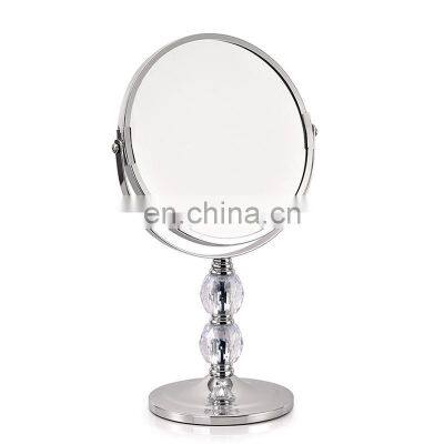 DIAMOND 360 degree Rotation 1x/2x bathroom make up mirror with non-slip base standing cosmetic mirror