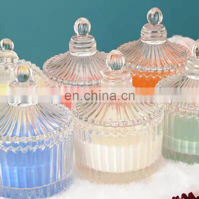 Hot Sale Luxury Wedding Christmas Romantic Candles Natural Aroma Soy Wax Crystal Scented Yurt Glass Candle With Lid photo-2