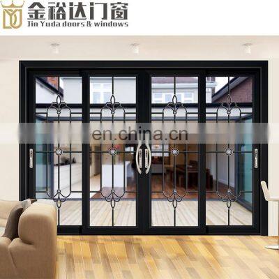 Aluminium alloy sliding glass balcony sliding door black French style aluminum sliding glass door