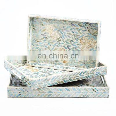 Best Selling High Quality Mother Of Pearl Tray For Serving Hand Finishing Wholesale