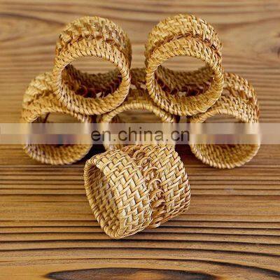 New Design Rattan napkin ring Wicker woven high quality Tableware set napkin holder rings wovenmade in Vietnam