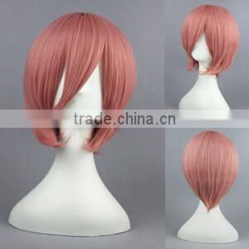 High Quality 35cm Short Straight Hitman Reborn Cosplay Hair Wigs Giotto Dark Pink wigs Synthetic Anime Wig Party Wig