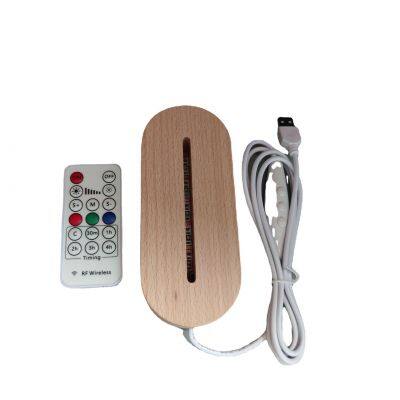 Newest Square Wooden Led Acrylic Night Light Base Led Lights Base 3d Lamp Base Round Oval Stand With Remote Control Lamps photo-4