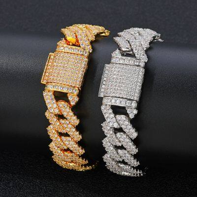 Row Full Diamond Bubble Cuban Bracelet 10/13/18/20/22MM CZ Stone Iced Out Hip Hop Jewelry Cuban Bracelet Women Men photo-2